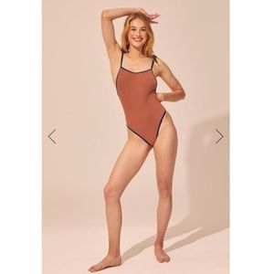 SOLID & STRIPED • Poppy Tie One Piece NWT